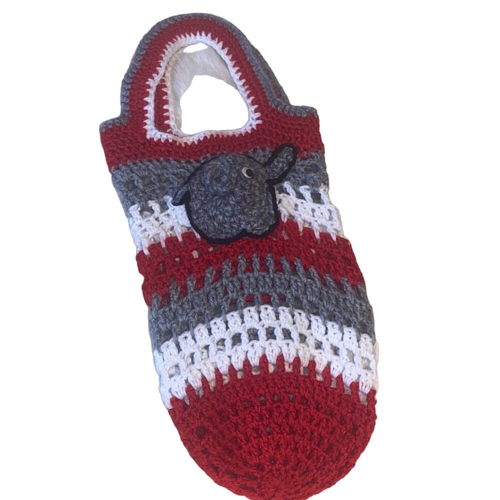 Knotty Kids Elephant Crochet Knit Sack Bag